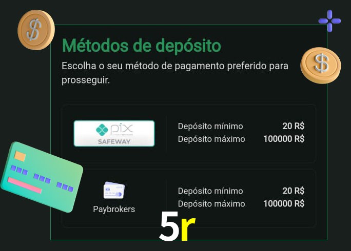 O cassino 5r oferece uma grande variedade de métodos de pagamento
